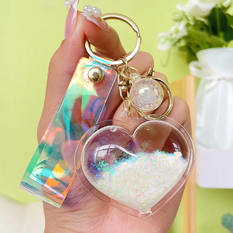 BSBH Cheap Price Custom Keychain Liquid Charms Glitter Floating Keychain For Car Key Ring Bag Wristlet Girl Fashion Keychains