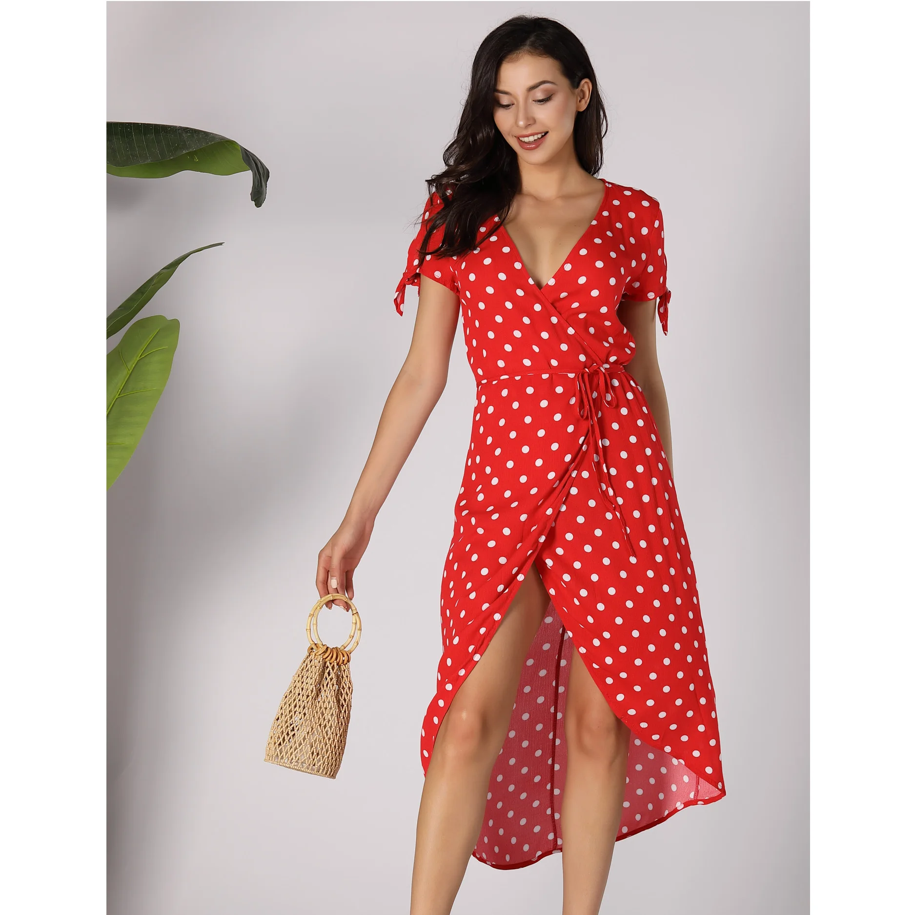 
2020 new pattern Casual Summer long elegant Dress Women Sexy Floral Sexy Beach Slip long wave points Dresses 