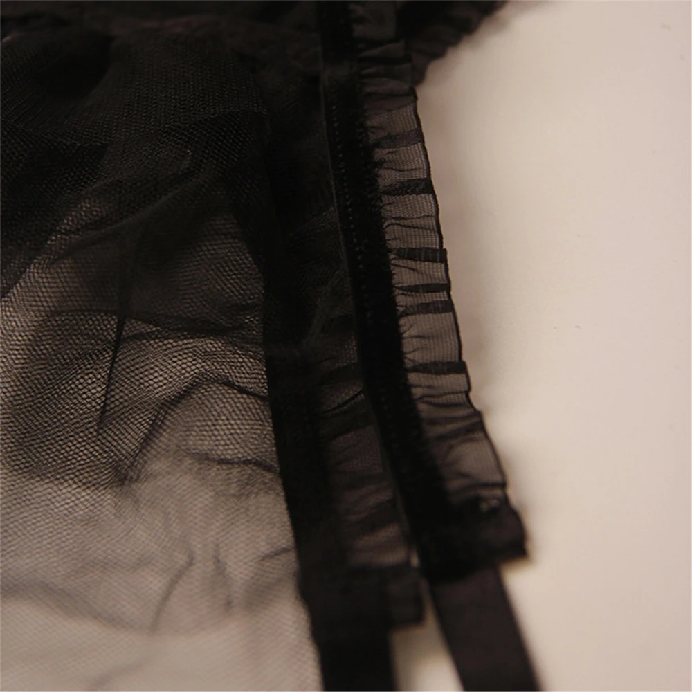 Ультратонкая Соблазнительная сеточка с оборками в стиле ретро, прозрачная, с зажимом для подвязки