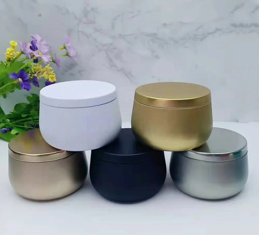 Solid color colorful travel matte rose gold black 4 oz 6 oz 10 oz 12 oz  16 oz Aluminum  Soy Wax candle tin jars  for candle