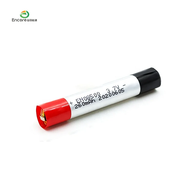 EN 08500 260mah china max power high rate li polymer smallest cylinder lithium ion battery