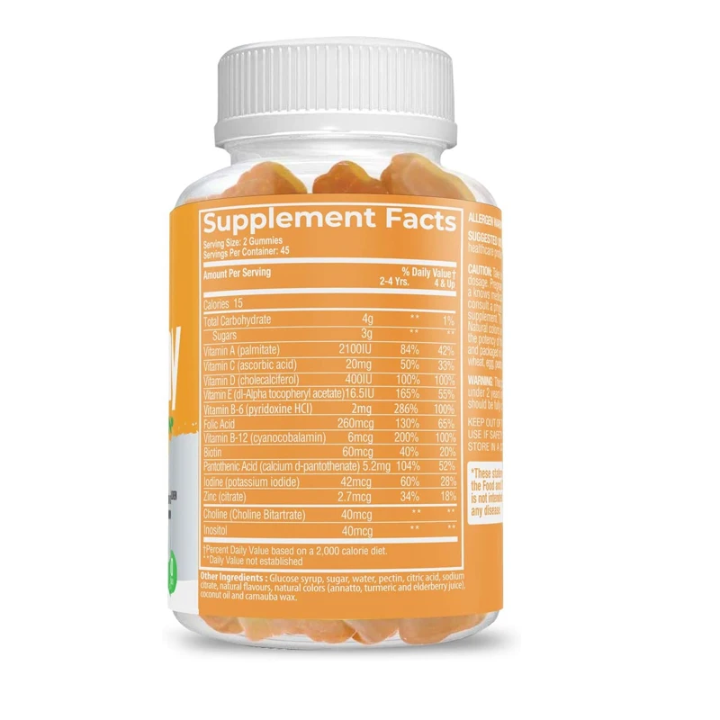 OEM Private Label Health Food Supplement Vegan 60 Gummies Multivitamin Kids Multivitamin Gummies