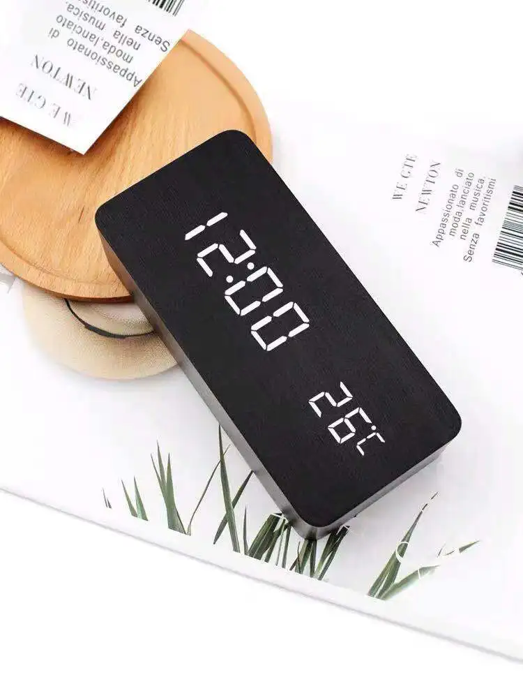 New Design Digital Desk Table Clocks Large Jumbo LED Display Wooden Alarm Clock