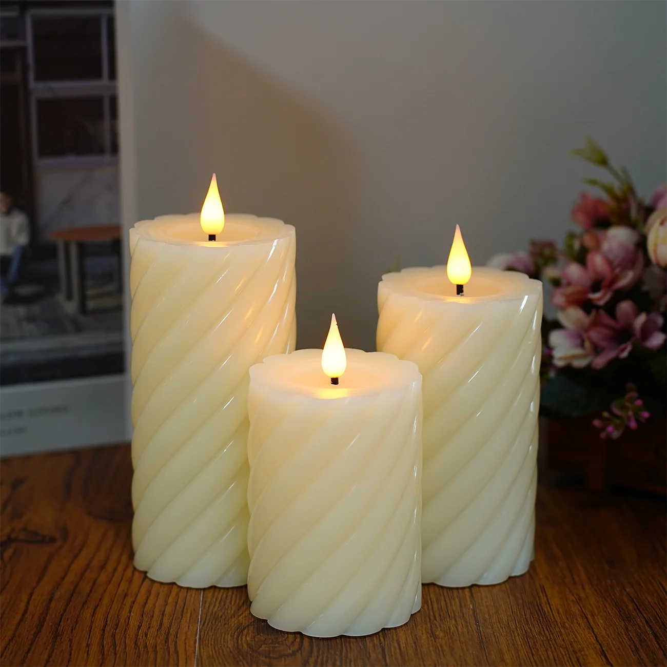 led flameless candle helical Solid wax Christmas candle Church prayer candle wedding