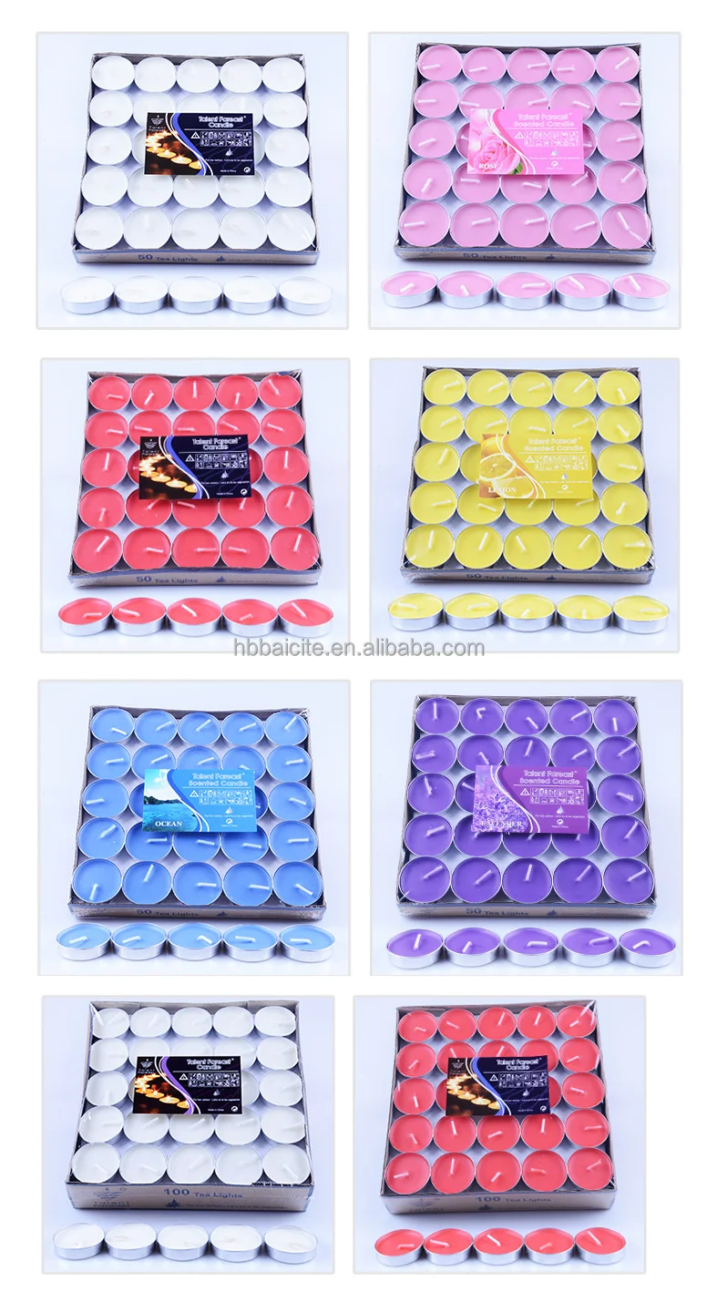 8-23g 100pcs/bag Round Shape Paraffin Soy Wax Scented Tea Light Candle