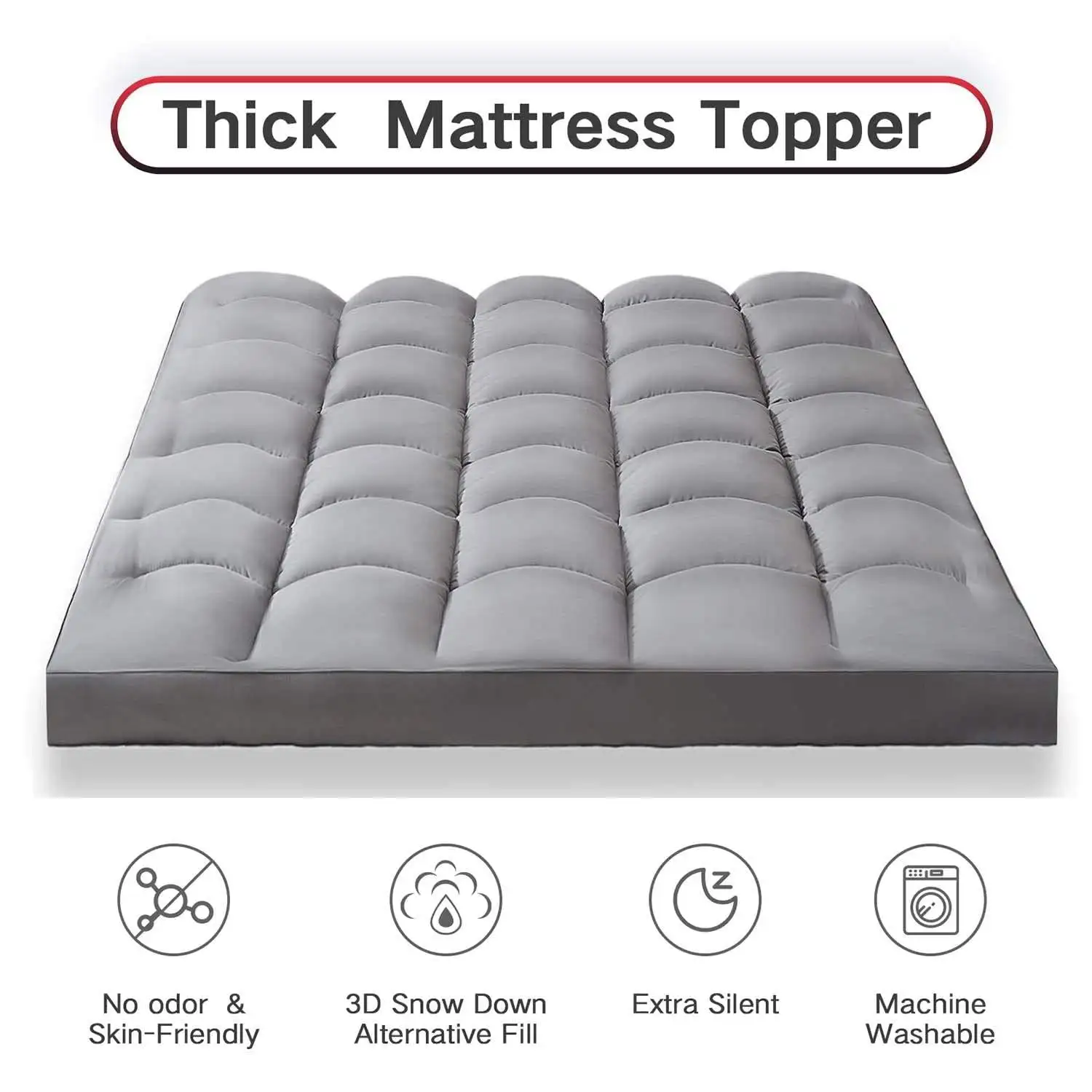 Factory Direct Sales Hot Selling Eco-Friendly Luxury Memory Microfiber Hotel Down Mattress Topper