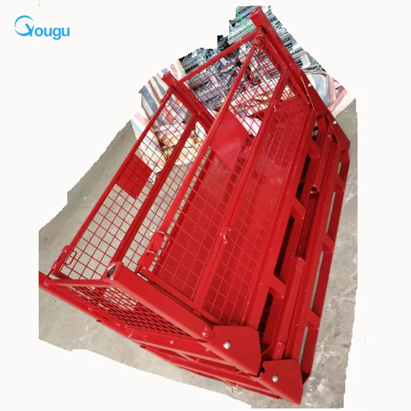 Custom powder plated wire foldable rigid metal storage box cage pallet metal container