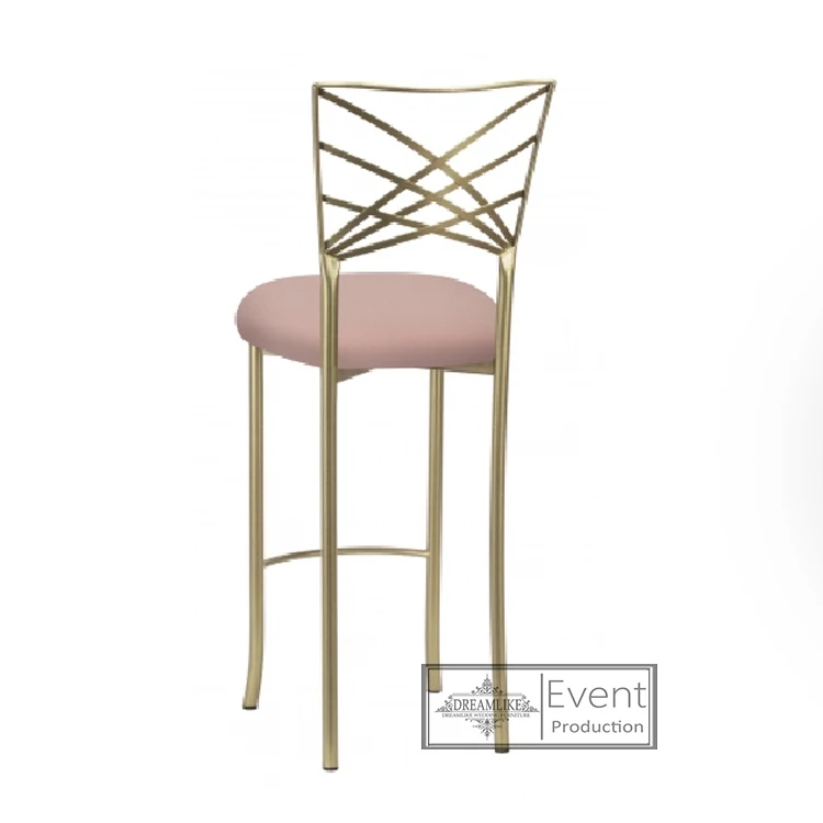 Wedding furniture high used counter stool for nightclub golden metal frame steel bar chair
