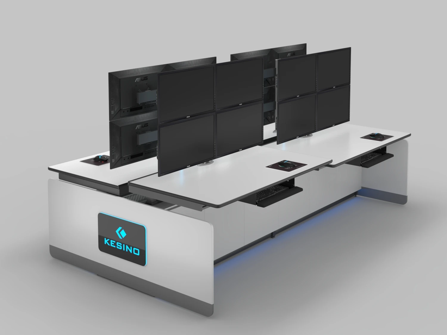 KCE series lifting column sit-stand adjustable console financial emergency command center dispatch desk with monitor stand