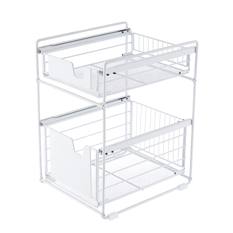 Home and kitchen 2 tier stand sliding cabinet pull out basket drawer Under bathroom Sink Storage organizer