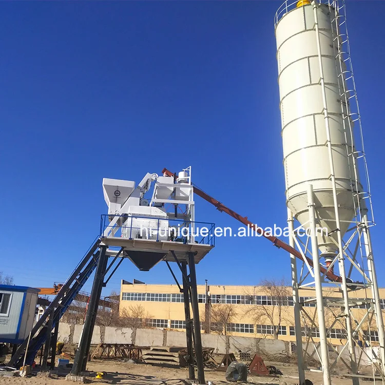 Engineering Construction Equipment HZS50 Concrete Mixer Machinery Concrete Mixing Plant with Twin Shaft Concrete Mixer