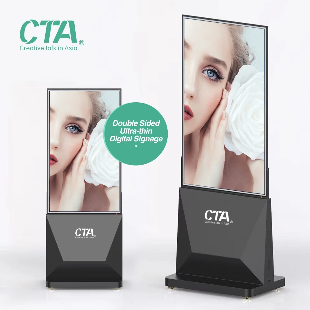 New Design 55 Inch Ultra Slim Double-sided LCD Screen Floor Standing Advertising Display