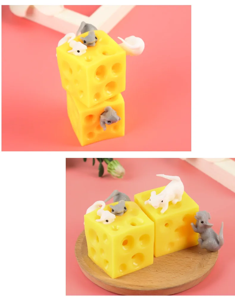 Cute Decompression Toy Cheese Mouse Squeeze Fingertip Toy