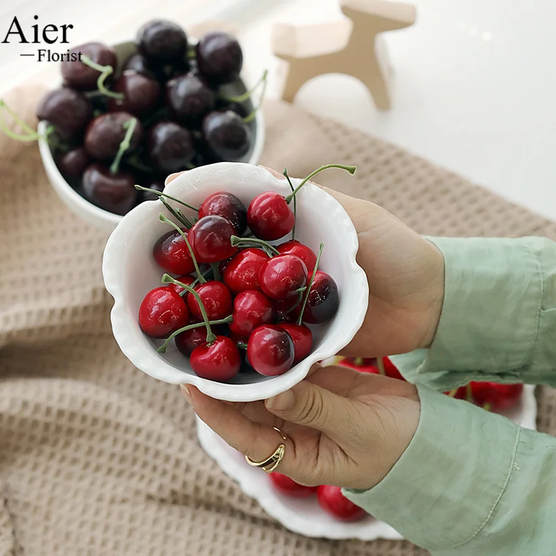 Aierflorist 3D Red Cherry Foam Decoration Perfect Artificial Cherry for Christmas Home Decoration and Window Displays