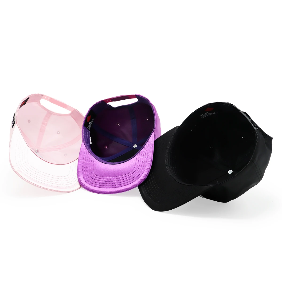 5 panel flat brim bill Personalized retro Mens Caps Black Custom Made Satin Snapback Hats