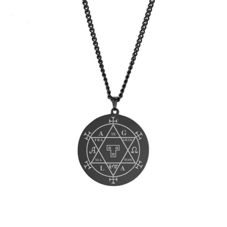 New Styles  Witchcraft Hexagram of Solomon Goetia Necklace Amulet Pendants  Talisman Stainless Steel Jewelry