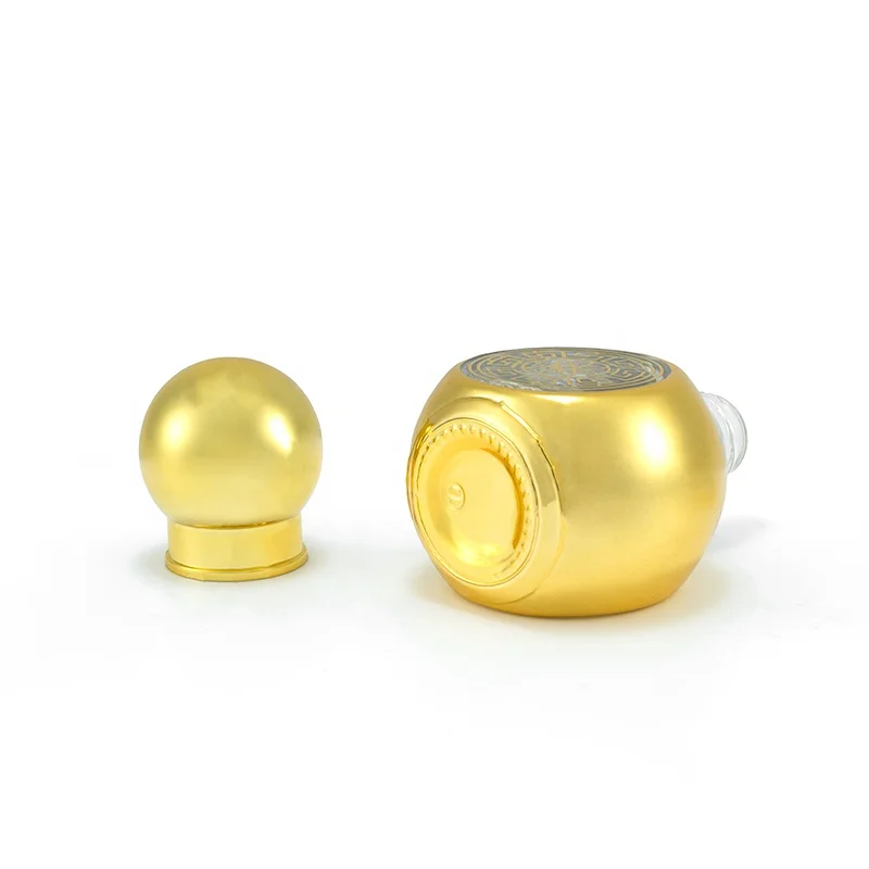 Custom 15ml Luxury Arabic Ball Round Gold Perfume Glass Bottle On-Roll Empty Oil Roller for Cosmetics Wholesale
