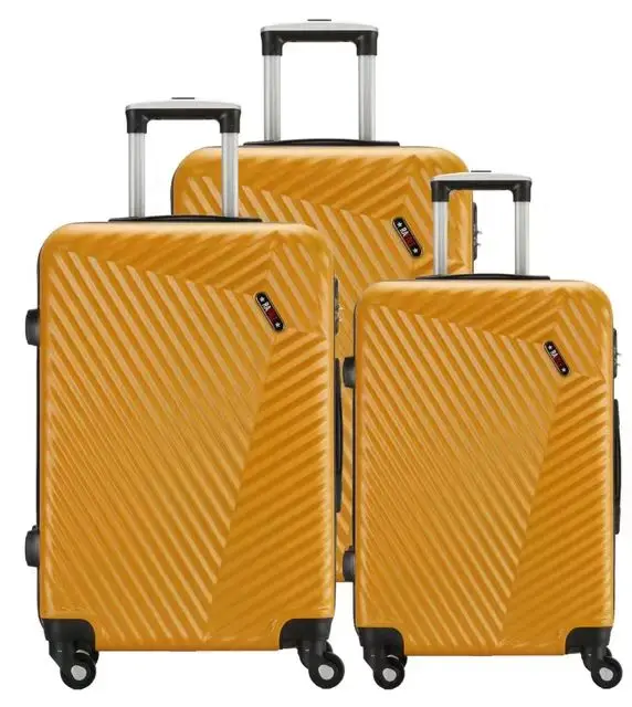 luxury designer yellow travelling bags custom logo 3 pieces hard shell travel suitcases abs trolley luggage set with trolley