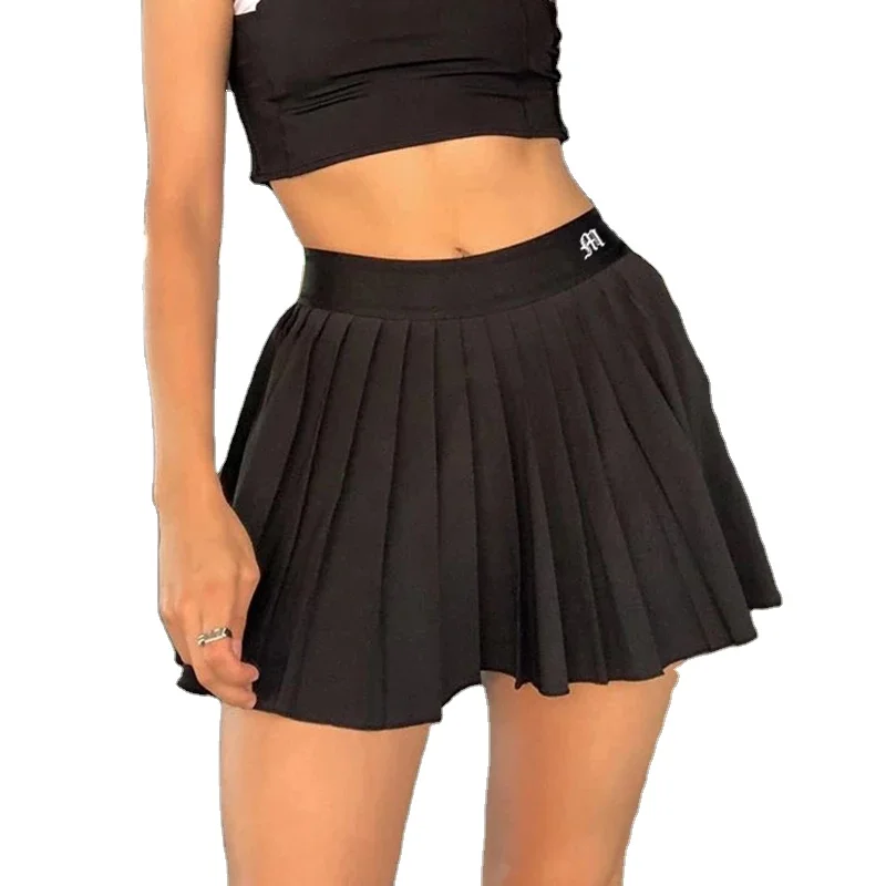 White Pleated Skirt Short Woman Elastic Waist Mini Skirts Sexy Micro Summer Embroidery Mini Tennis Skirt New Preppy