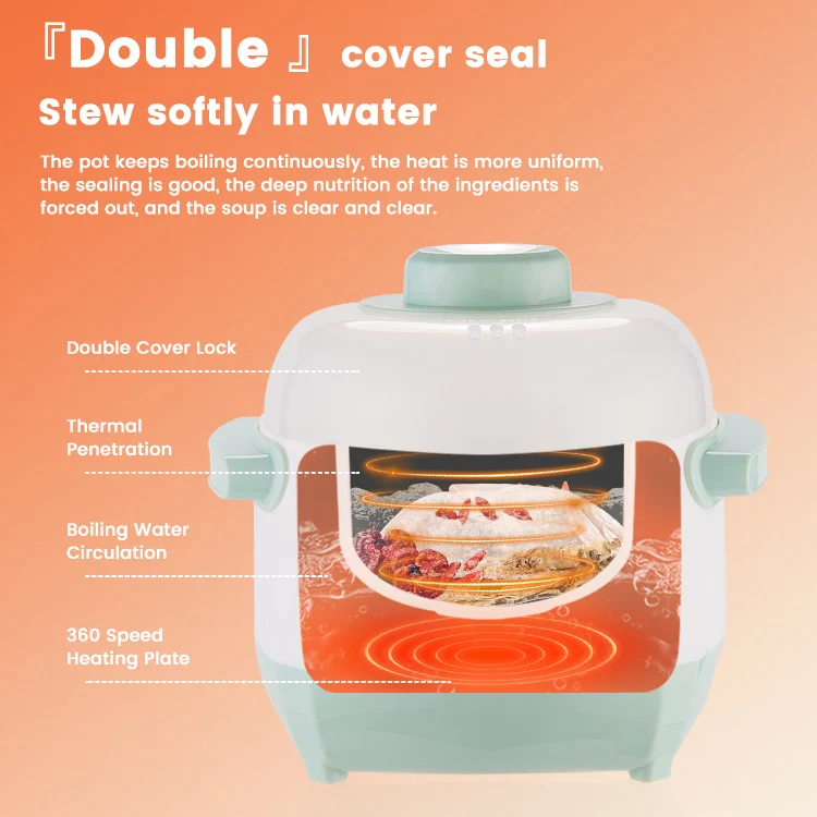 Food Grade Pp 1L 110/220V Electric Slow Cooker Multifunction Rice Cooker Electric Stew Pot With Ceramic Inner Pot