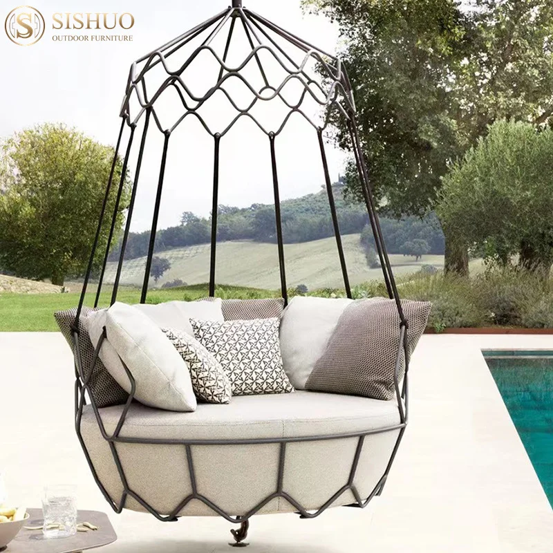 Modern garden furniture patio egg chair swing hanging hotel home outdoor swing bed