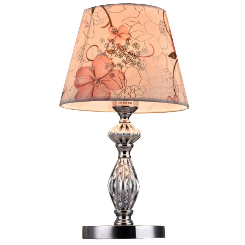 Home decor modern luxury bed side fabric shade metal table lamps reading lamps for bedroom