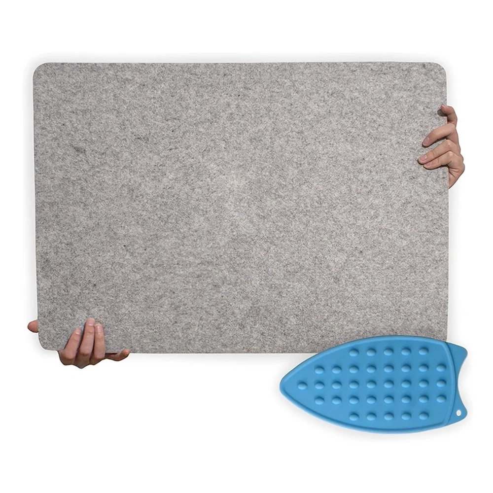 17 x 13.5 inch Heat Absorbent Portable 100% New Zealand Wool Felt Ironing Mat with Silicone Iron Rest Pad