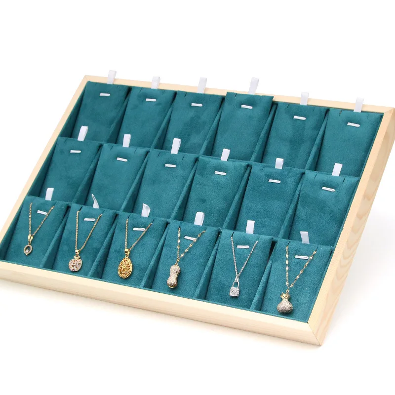 Wooden Jewelry Plate Frame Solid Wood Ultra Fiber Green Jewelry Plate European Jewelry Display Decoration Product storage