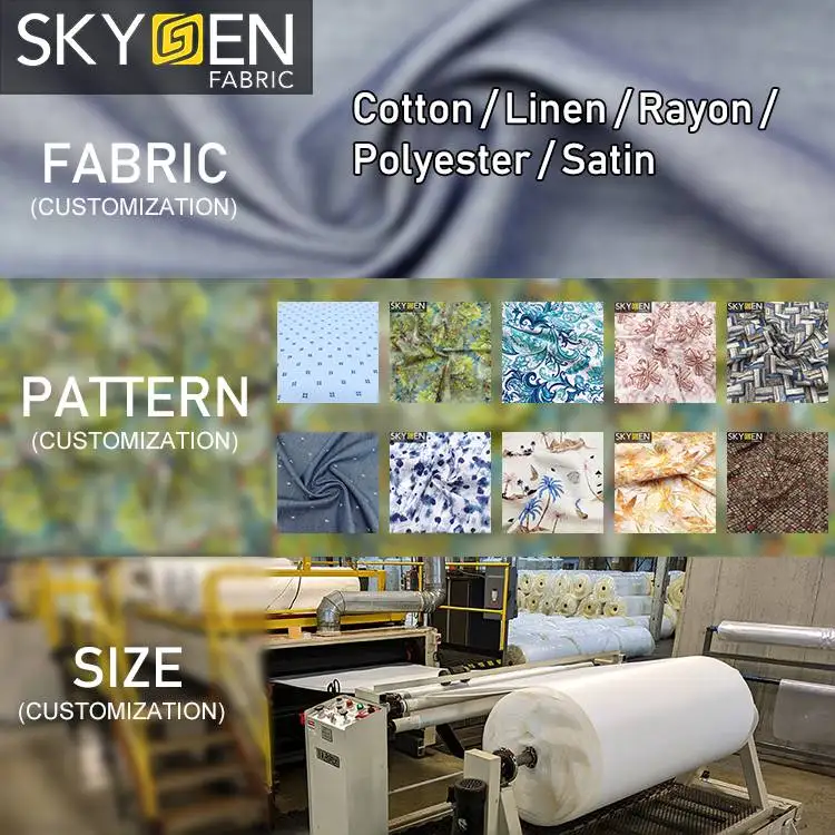 Skygen 100% cotton square dot bangladesh bangkok shirt skirt digital printed shinny cotton sateen shirting fabric