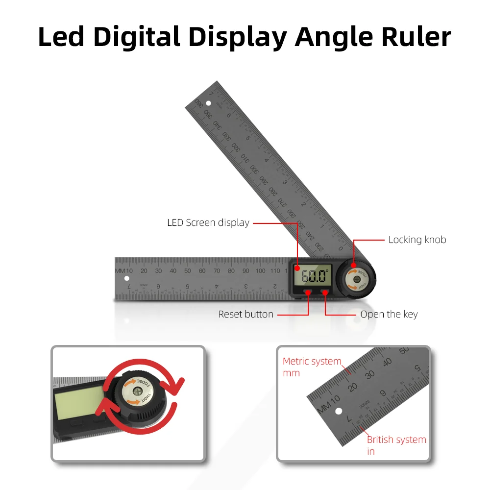 Stainless Steel Digital Angle Finder Ruler 360 Degree Protractor Digital Angle Ruler other measuring gauging tools