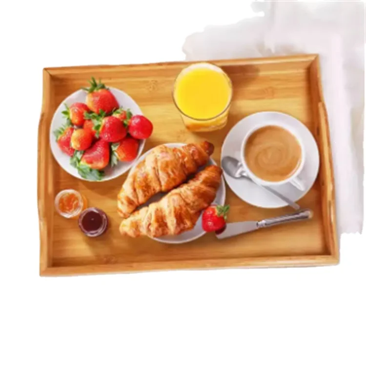 Hot Sale Rectangle Functional Wooden Serving Tray