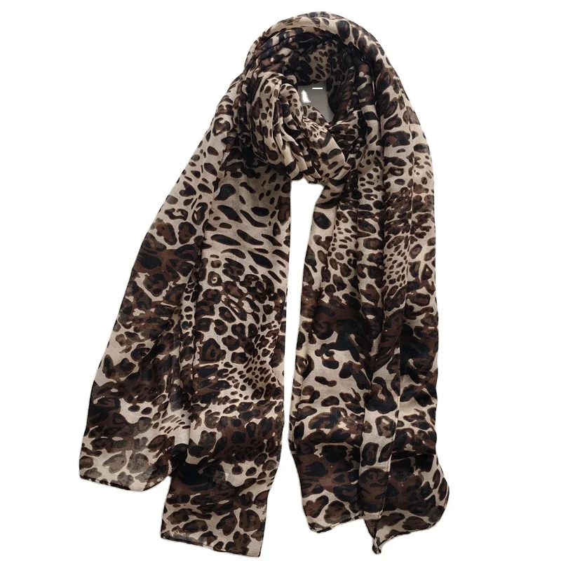 Porostar Muslim Style Leopard Print Chiffon Hijab Scarf
