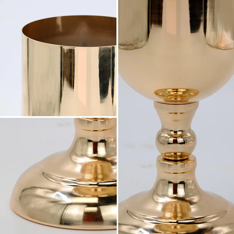 Wholesale Tall Dining Table Flower Vase hammered Metal Golden Flower Vase Wedding Decoration Centerpiece For Reception
