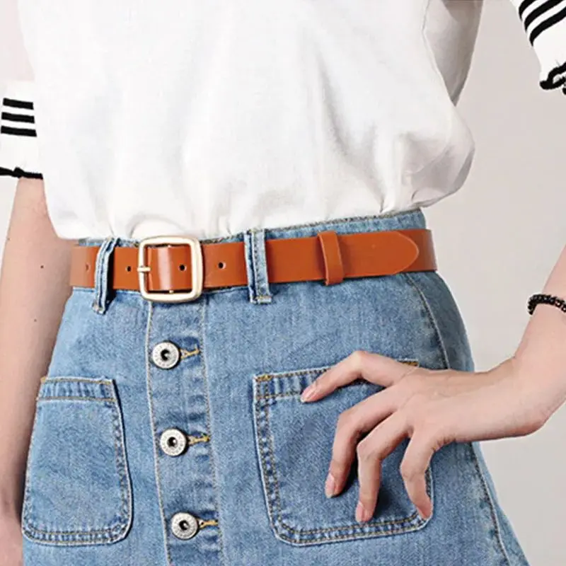 Decorative Belt Metal Square Buckle Belt Ladies Jeans Versatile Belt