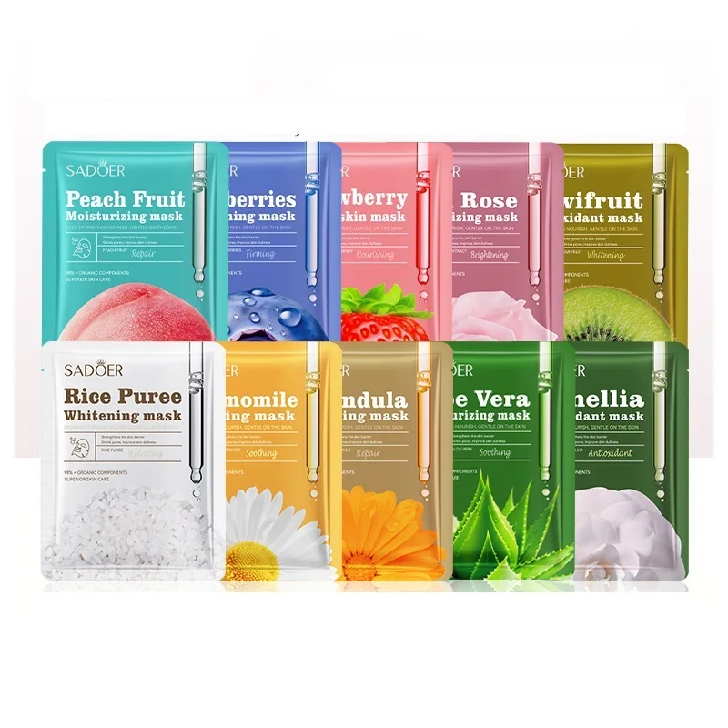 Hot Selling Wholesale Facial Mask Anti Aging Hydrating Moisturizing Oil Control Brightening Soothing Sheet Plant Fruit Face Mask