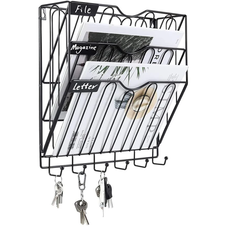 Durable Hanging File Desk Organizer Wire Mesh Metal Wall File Mounted For Office Home Gold Rose Gold Magazine Holder