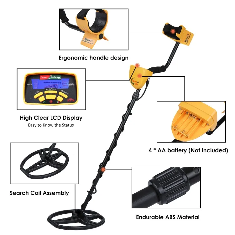 Metal Detector Underground Metal Finder Inductor G-old Treasure Hunter Seeker with LCD Display Sound Adjustment 5 Finding Modes