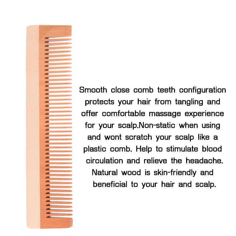 Pear Blossom Wood Personalized Comb Private Label Custom Comb Set Logo Wooden Hair Comb