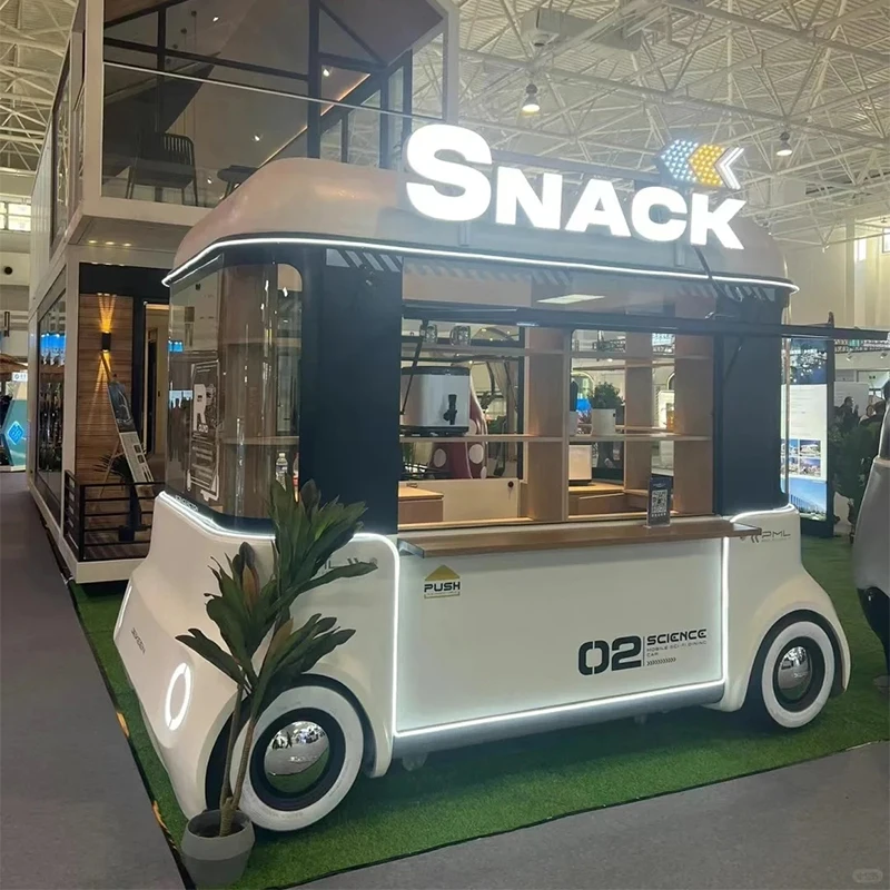 Custom Shaped Mobile Coffee Food Truck Milk Tea BBQ Barbecue With Full Small Kitchen Street Mobile Cart
