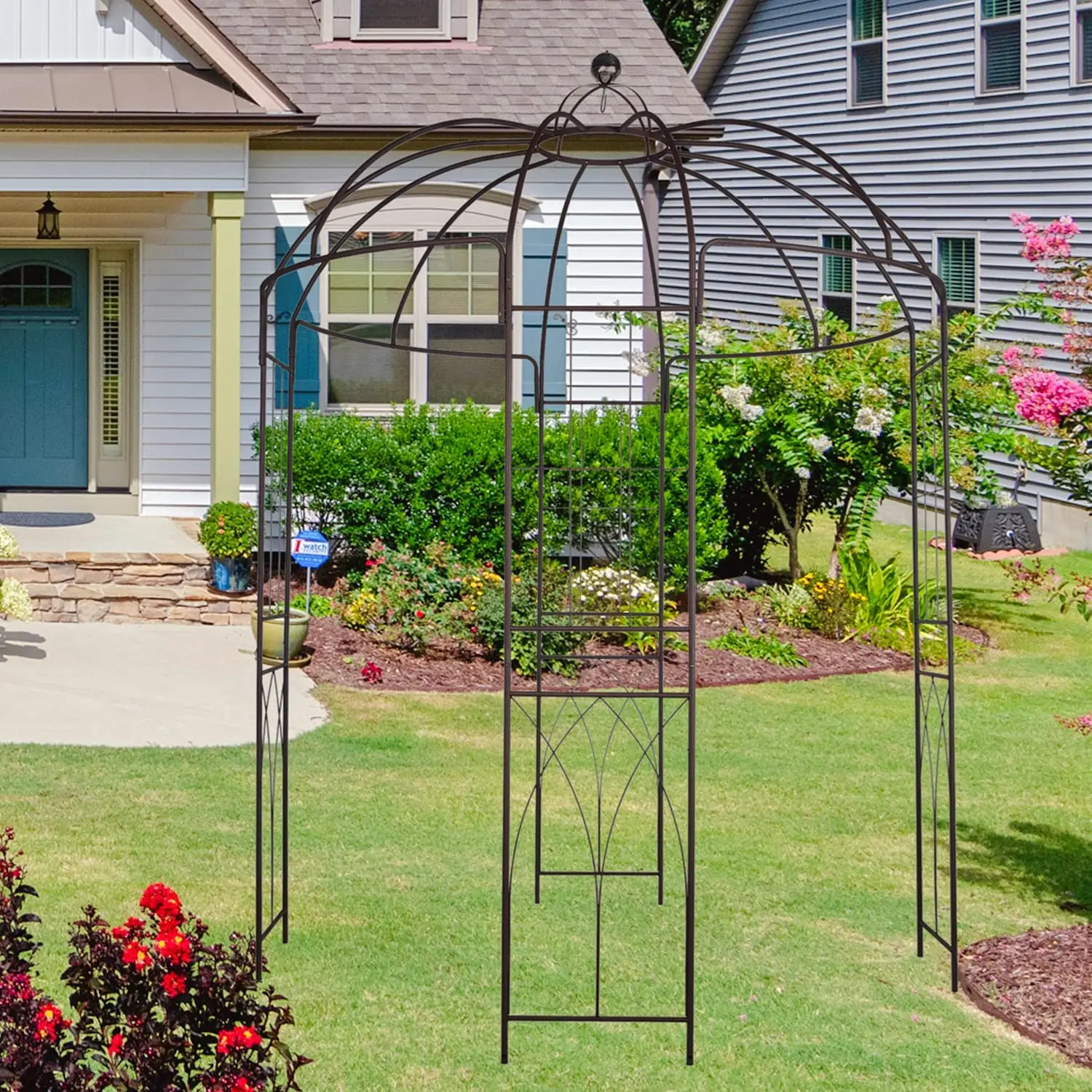 Scandinavian vintage garden arch, iron plant climbing trellis pavilion, iron garden terrace pavilion