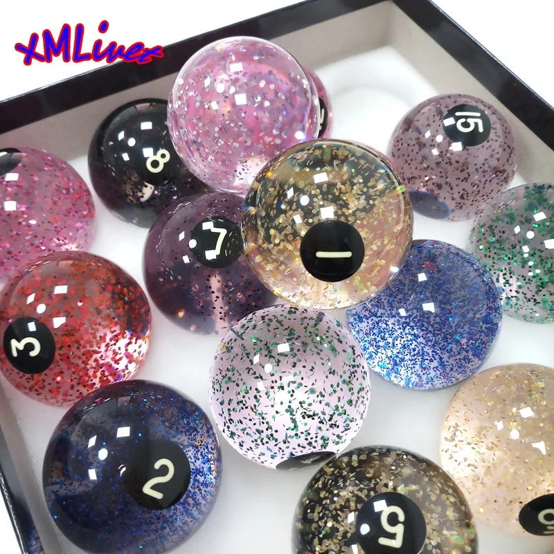 
57.25mm Phenolic Resin Billiards Pool Balls Transparent with Glitter 16pcs complete set Billiards table balls accessories 
