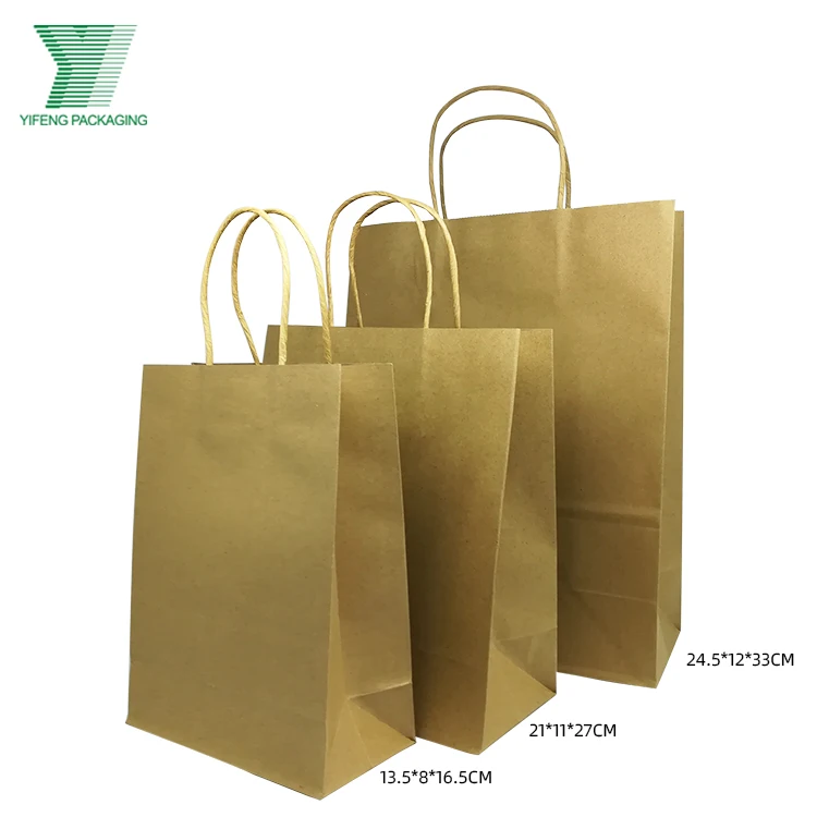 White Green Kraft  Industrial Surface Packaging Paper Gift Bag with Handle Item Custom Logo Wholesale Grocery  Print  Paper Bags