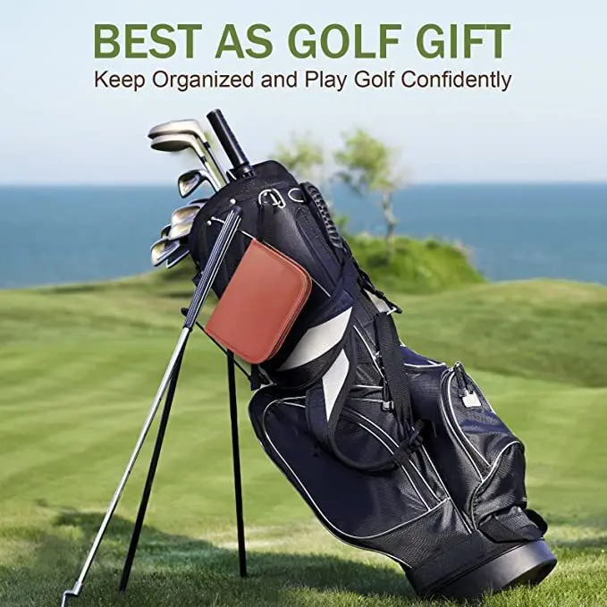 High quality golf accessory bag, convenient to carry leather multifunctional storage bag golf bag
