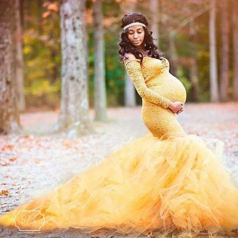 Платье для беременных с длинным рукавом, кружевное Макси-платье для фотосъемки, Сетчатое платье для беременных, одежда для фотосъемки