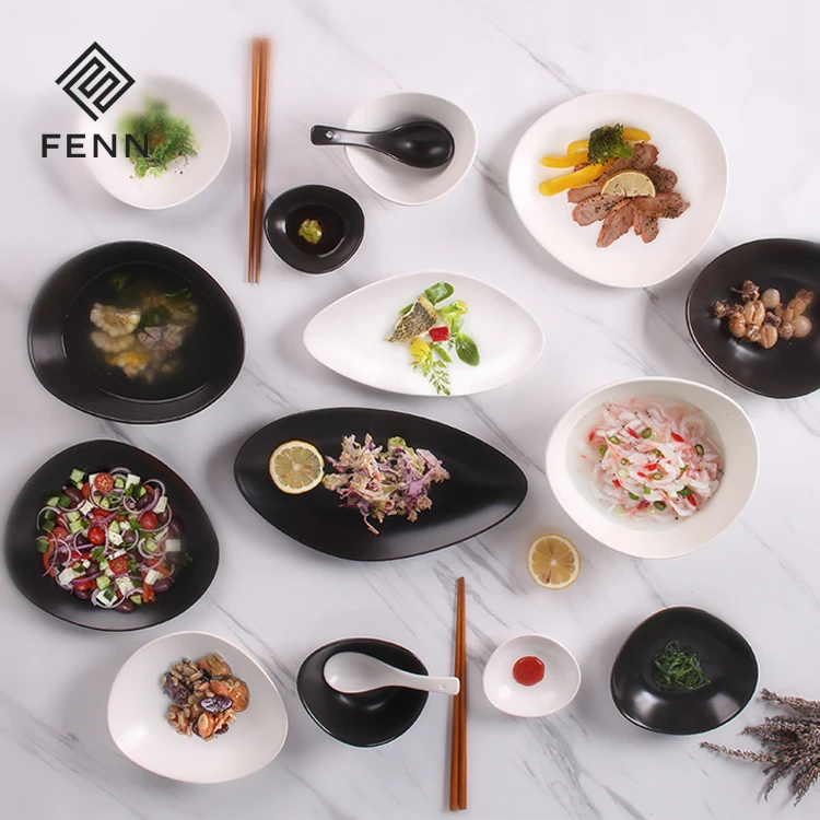 New product western style cobblestone design black matte ceramic 16 piece dinnerware set