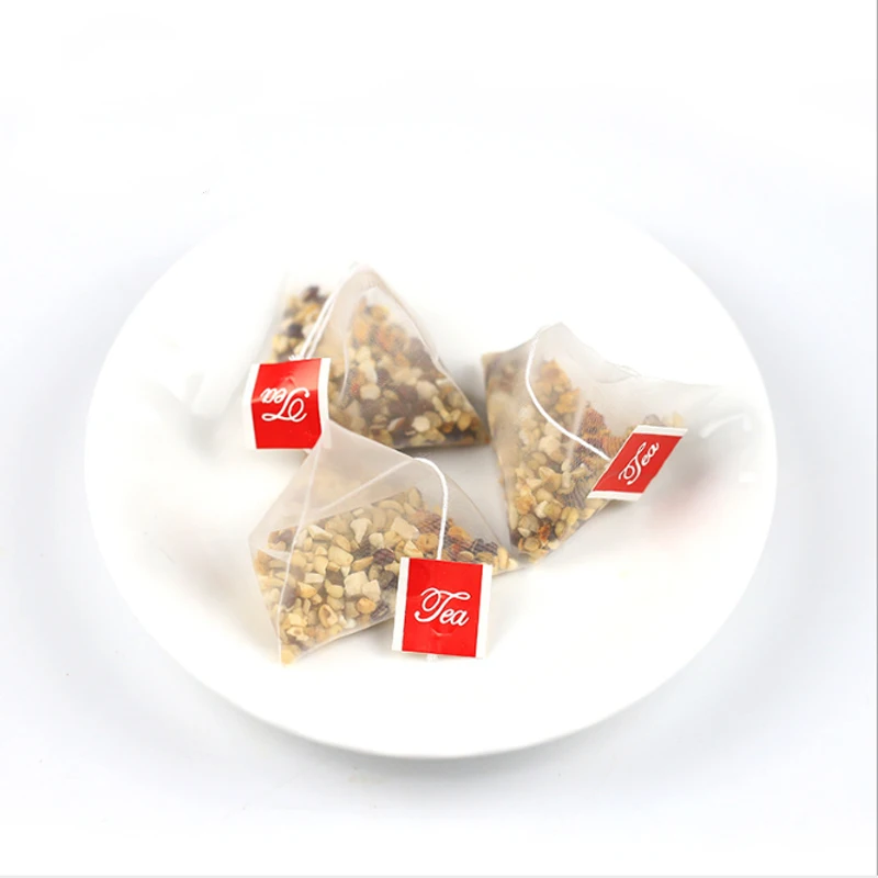 6.5cm x 8cm Food grade Tea Bag Pyramid Empty Nylon Pyramid Tea Bags with string
