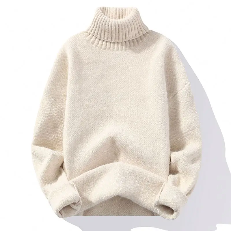 Men Solid Color Sweater Men Knitted Turtleneck Sweater Winter Male Knitted Sweater Causal Pullovers Man Clothes