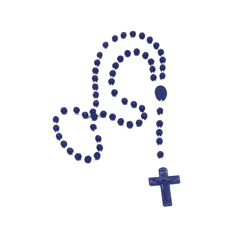 Недорогие пластиковые круглые четки Заводские ювелирные изделия соединения и кресты христианские ожерелье