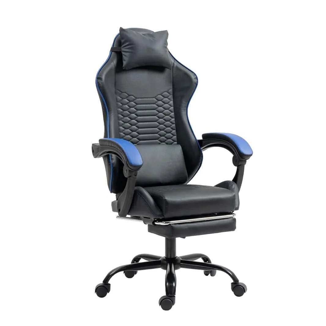 Ergonomic Gaming Chair Racing Style Office Recliner for Computer Armchair PU Leather Gamer Chairs with Retractable Footrest