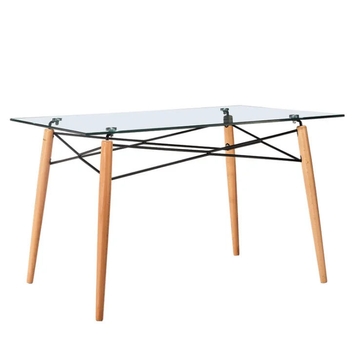 B-03B chair solid wood combination home chair 2015 tempered glass square table beech wood legs simple office desk table